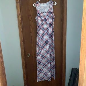 LuLaRoe Dani Maxi Dress, Size M, red white and blue plaid